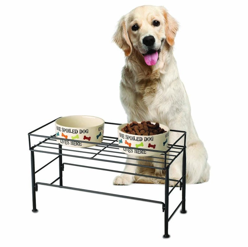 PetRageous 81032 Brady's Set the Table Steel Frame Dog Feeder 10-Inch Tall by 20-Inch Long and 10-Inch Wide, Holds Two 9-Inch Diameter Bowls, for Large Dogs and Extra Large Dogs, Black - Image 5